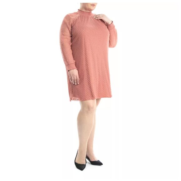 Nina Leonard Mauve Mock Neck Shift Dress Size XL - Picture 2 of 6